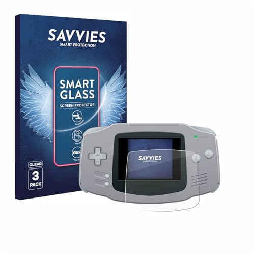 Savvies Schutzglas für Nintendo Gameboy Advance GBA | 3 Stück Transparenter Displayschutz Made in Germany Panzer Schutz Glas 9H Schutzfolie HD Klar Blasenfrei Einfache Montage