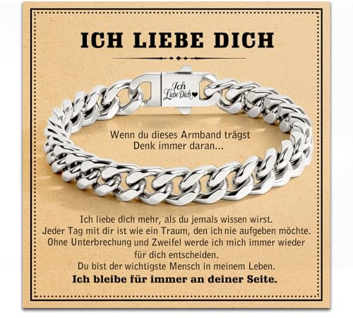 Ich Liebe Dich Geschenke für Männer,Armband mit Gravur Herren Geschenk | Mann Sohn Papa Opa Weihnachten Geburtstag Liebes Valentinstag Jahrestag Geschenk für Ihn Freund Eheman