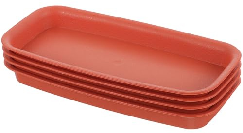Kunststoff Pflanzuntersetzer 4 Stück 24x11x2cm Rechteckige für Töpfe | Mattierte Oberfläche, für Fensterbank und Teppich, Stabile Basis für Pflanzgefäße in Wohnung