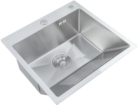 RV - Lavandino compatto in acciaio inox, salvaspazio, piccolo appartamento con lavatoio laterale, ideale per lavanderia, balcone e spazi ristretti (45 x 48 22 cm)