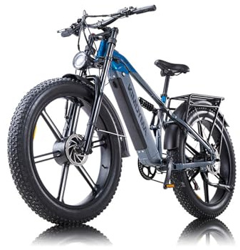 Lamtier K03 250 W | Pneu large | Deux moteurs | Vélo électrique 48V20AH, double moteur haute puissance, écran d'affichage de la gestion du véhicule (bleu)