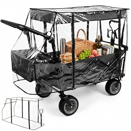 Universal Bollerwagen Regenschutz Transparent, 115x52x75 cm Regenverdeck Regenabdeckung Wasserdichtes Bollerwagen Zubehör für Regenplane Klappbaren Bollerwagen Campingwagen Handwagen Universal Kinder