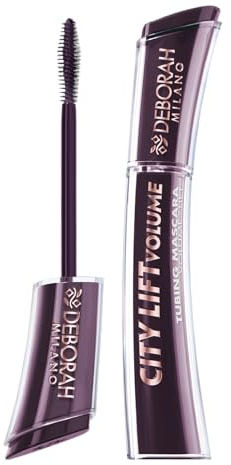 Deborah Milano, Mascara City Lift Volume, Mascara Borgogna, Effetto Liftante e Allungante, Mascara Tubing Long Lasting fino a 36H, Scovolino in Fibra Conico per Applicazione Senza Grumi