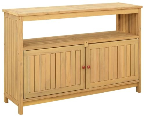 Qnhdfrt Solid Acacia Wood Outdoor Console Table with Shelf