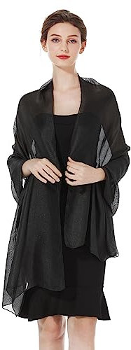 BEAUTELICATE Stola Schal Damen Festlich Leicht Umschlagtücher Halstuch Seidenschal Sommer für Abendkleid Hochzeit Brautkleider Sandstrand Schwarz, Einheitsgröße