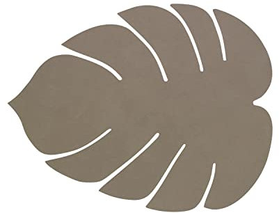 Lind DNA Tischset Leaf/Large aus Leder Nupo in der Farbe Graugrün, Größe: L 42X35 cm, 989954