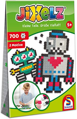 Schmidt Spiele 46114 Jixelz, Roboter, 700 Teile, 2 Motive, Kinder-Bastelsets, Kinderpuzzle