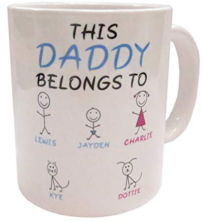 This Daddy Belongs to. Customisable Mug. Perfect for Father's Day, Birthday, Christmas or a Gift.