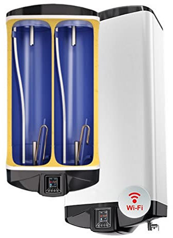 Elektroboiler Warmwasserspeicher WiFi 3300 Watt 230 Volt zur HORIZONTALEN oder VERTIKALEN Montage - 2-Kammer-System - Gehäusetiefe NUR 30cm - 60 Liter