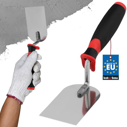 KOTARBAU® Truelle de maçonnerie en Acier Inoxydable 100 mm x 60 mm avec poignée en Caoutchouc Truelle de plâtre carrée Truelle de plâtre Indispensable pour la maçonnerie