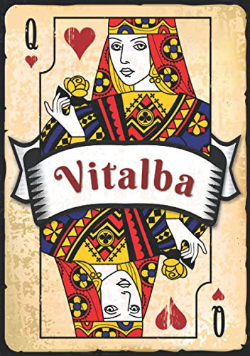 Vitalba: Taccuino A5 | Nome personalizzato Vitalba | Regalo di compleanno per moglie, mamma, sorella, figlia ... | Design: carte da gioco | 120 pagine a righe, piccolo formato A5 (14.8 x 21 cm)