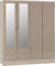 A T Seconique Bedroom Wardrobes - Nevada 4 Door 2 Drawer Mirrored Wardrobe with 2 Hanging Rails and A Shelve in Oyster Gloss/Light Oak Effect Veneer.