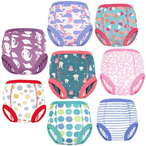 FLYISH DIRECT Girls Potty Training Pants Cotton, Reusable Potty Training Underwear for Toddlers, 8 Pairs, 3 Years, Purple Mermaid