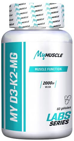 MyMUSCLE - My D3-K2-Mg - Formule Ultra Dosée en Vitamine D + Vitamine K + Magnésium + Zinc - 60 Gélules