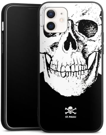Premium Silikon Hülle kompatibel mit Apple iPhone 12 Handyhülle schwarz Case FC St. Pauli Offizielles Lizenzprodukt Totenkopf