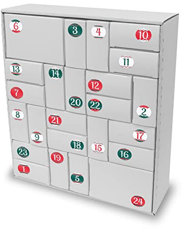 itenga SET Adventskalender zum Füllen Quader Mix (weiß) + Sticker Z54