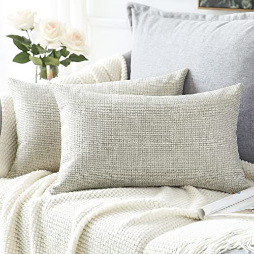 Artscope 2er Set Kissenbezug Einfarbig Wurfkissenbezug Leinen Kissenbezüge Moderne Dekokissen Kissenhülle Set Kissen Fall für Sofa Schlafzimmer Zuhause Dekor Khaki, 30x50cm