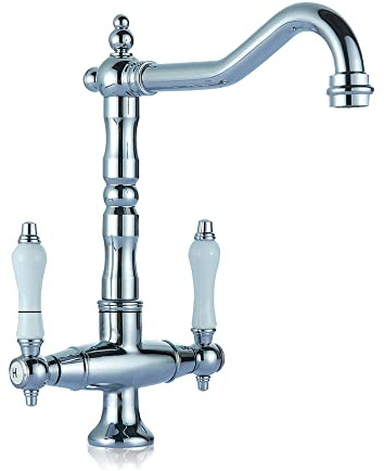 Futchoy Messing Retro Wasserhahn Keramik Bad Wasserhahn Zweigriffmischer Spültischarmatur Mischbatterie Waschtischarmatur für Badezimmer