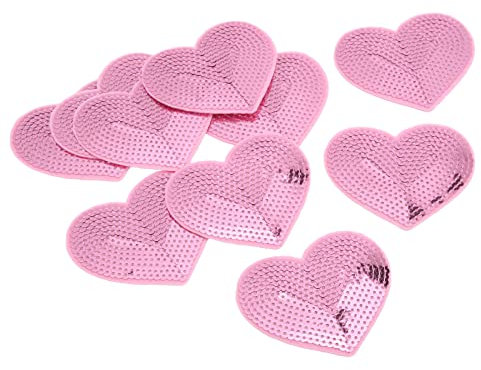 10 Stück Aufnäher Zum Aufbügeln, Rosa Herz, Kleidung, Aufnäher, Reparatur, Dekorationsset, Pailletten Aufnäher, Aufnäher Zum Reparieren von Kleidung