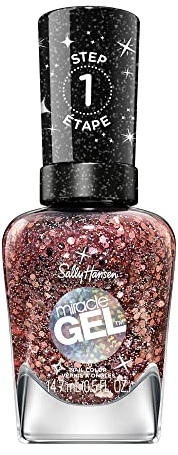 Sally Hansen Miracle Gel Salon Quality Nail Polish | Gel-Like Formula, Two-Step System, No UV Light Needed, Long Lasting | Semi-Opaque, Shimmer | 909 All is Bright | White with Pink Shimmer