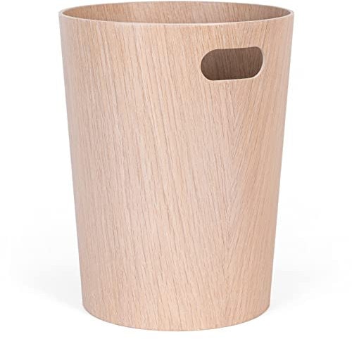 Kazai. Echtholz Papierkorb Börje | Moderner Holz Mülleimer für Büro, Kinderzimmer, Schlafzimmer u.m. | Eiche weiß