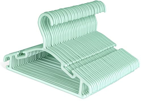 ilauke 36 Stück Kleiderbügel Kinderkleiderbügel Set, Baby Kleiderbügel Hangers aus Kunststoff, Aufbewahrung Kleiderschrank Kleiderbuegel 27CM für Kleinkinder und Babys, Grün