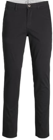 JACK & JONES PLUS Men's Jpstmarco Jjdave Lc Noos Pls Chino Trousers, Black, 42 W/34 L