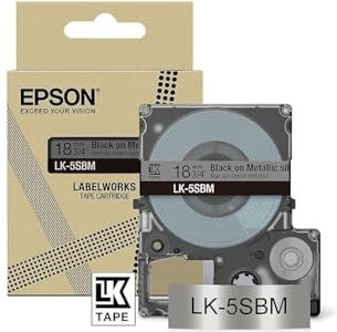 Epson Etikettenkassette, softes Beschriftungsband LK-4UAS grau auf lila, langlebiges Band für Epson LabelWorks Etikettendrucker, wasser- & verschleißfest, 8 m x 12 mm
