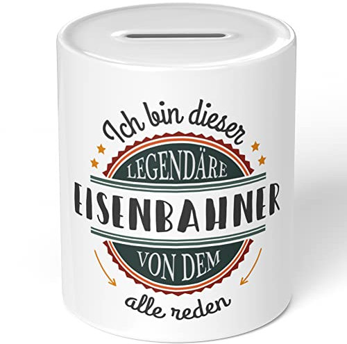 JUNIWORDS Spardose Sparbüchse, Ich Bin Dieser legendäre Eisenbahner, von dem alle reden (5045429)
