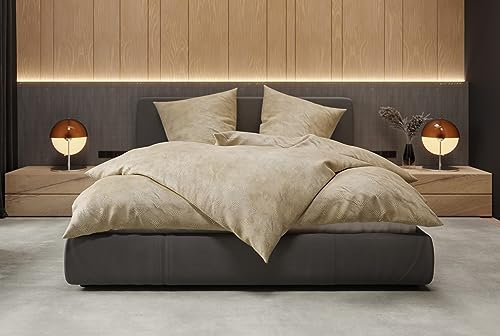 Bettwaesche-mit-Stil Mako Satin Bettwäsche orientalische Dots braun (Garnitur 155x220 + 80x80)