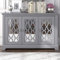 GFW Honiton Narrow Mirrored Sideboard Cabinet Unit & 3 Storage Cupboards, Furniture For Living, Dining Room, Hallway & Office, Natural Wood Grain Hallway Furniture Cool Grey Finish D39 x H74 x W116cm