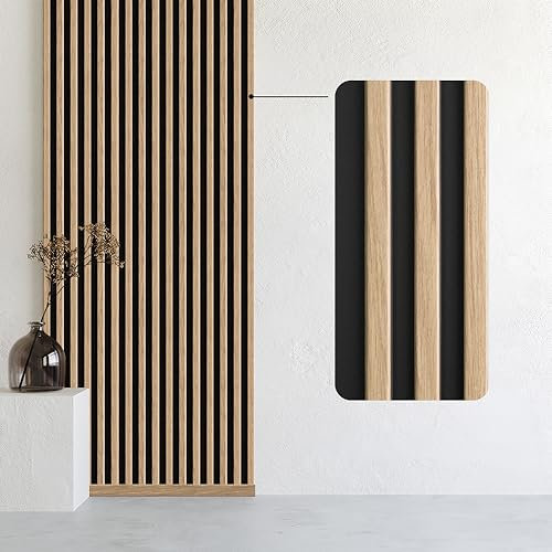 Bildershop-24 3er Set Wandpaneele & Deckenpaneele Dekowa in Eiche Natur Schwarz 130 x 10,7 x 1,5 cm