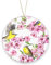 Gelbe Vögel mit rosa Blumen 2023 Weihnachtsschmuck Keramik Christbaumschmuck langlebig rund hängende Ornament 7,5 cm