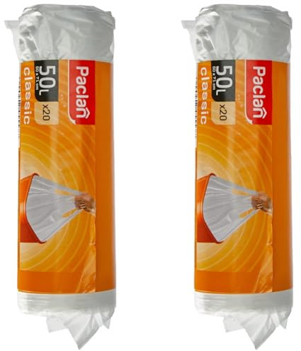 Paclan Müllbeutel mit Griff 20 x 50L, 20 Stück (Packung mit 2)