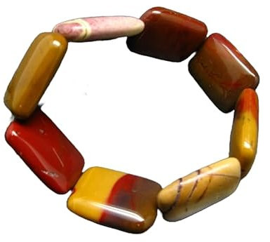 LKBEADS Natural Mookaite Jasper 15mm rectangle smooth 7inch Semi-Precious Gemstones Beaded Bracelets for Men Women Healing Crystal Stretch Beaded Bracelet Unisex