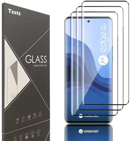 Tzstz 3 Piezas Protector De Pantalla De Vidrio Templado Para Motorola Edge 40 Neo 3D Cubierta De Pantalla Completa Dureza 9H Anti Arañazos Protector De Pantalla