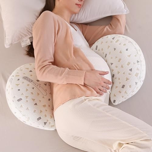 WQU Schwangerschaftskissen, Mutterschaftskissen zum Schlafen, Schwangerschaftskissen, Unterstützung für Rücken, Bauch, Hüfte, Beine für Schwangere Frauen, abnehmbar und verstellbar mit Kissenbezug