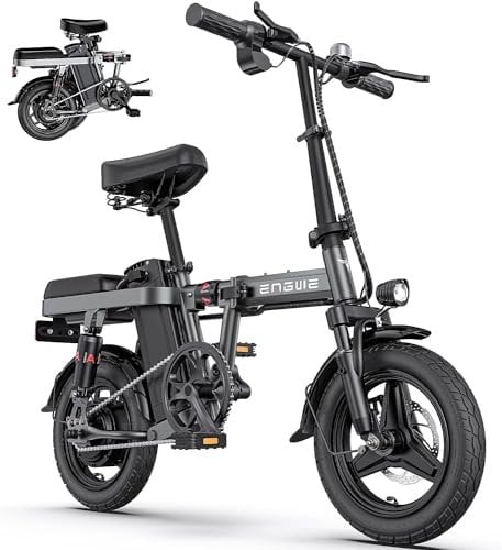 ENGWE T14 Folding Electric Bike 14'' Tires Portable E-bike, 48V 10Ah Removable Battery, 25 km/h Speed for Range of 70 km, City EBike for Adults Teens (Sliver)