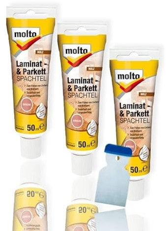 3x Molto Laminat- & Parkettspachtel 50 ml Set Holzreparatur (Kirsche)
