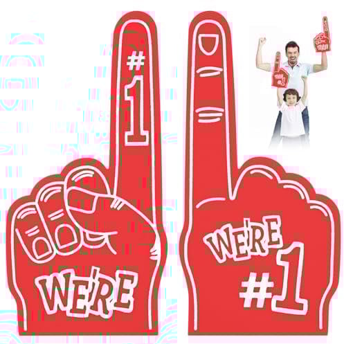 Aolso Schaumstoff Finger, 2 Stück Schaumstoff-Hand, Riesige Schaumfinger, Fingerpuppen, Inspirierend Sportfan Zubehör, Schaumstoff Hand für Sportveranstaltungen, Sport-Fan-Spiele (Rot)
