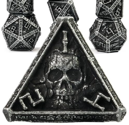Mystery Skull Metall DND Würfel Set für Dungeons and Dragons, Cthulhu DCC Einzigartige Magie RPG Rollenspiel Zubehör Geschenke (düster)