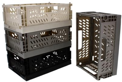 Plastic Storage Mini Basket Collapsible Crate Folding Bins Mini Foldable Stackable Crates Small Stacking Baskets Kitchen Box With Handles For Office Desktop Shelf Classroom Toys Assorted Colour (1)