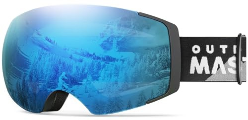 OutdoorMaster Unisex Skibrille PRO Damen Herren - Rahmenlose Skibrille mit 100% UV400 Schutz für Damen und Herren (Polarisiertes Saphir VLT14%)