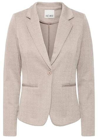 ICHI IHKATE Jacquard Damen Blazer Jackenklazer mit Reverskragen Paspeltaschen V-Ausschnitt 1-Knopf-Form leicht elastisch Slim fit