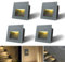 Arotelicht LED Treppenleuchte 4er 3W Treppenlicht Treppenbeleuchtung, Eckig Wandleuchte Innen Einbaustrahler Wandeinbauleuchte 230V Mauer Beleuchtung Lampe Alu Warmweiß 3000K IP44, Grau