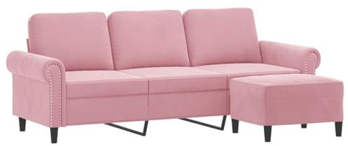 vidaXL Canapé à 3 Places avec Repose-Pieds Rose 180 cm Velours, canapé, canapé avec Repose-Pieds, canapé Trois Places, canapé 3 Places, Fauteuil