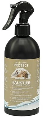 BIO SANITAS PROTECT Haustier – Alkoholfreies Desinfektionsspray (Halal) Geruchsneutralisierer, Geruchsentferner für Hund, Katze, Möbel, Auto, gegen Bakterien, Viren und Pilze (500ml) - ohne Alkohol