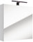 Lomadox Badezimmer Spiegelschrank weiß Hochglanz lackiert mit LED Beleuchtung Aufbauleuchte 1 Tür Glaseinlegeböden 60x65x15 cm