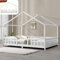 DELUKE® Kinderbett 140x200 cm Mila - mit Lattenrost, Rausfallschutz | Hausbett Kinder Haus Bett Kinderzimmer Bodenbett Einzelbett Kinder Bett Klein Kinderbett Montessori Bett | Weiß