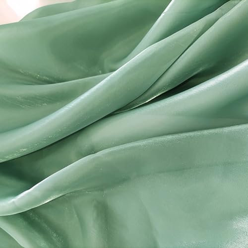 Anevous 2m x 150cm Satin Organza Stoff, Dekostoff zum Nähen Meterware, Laser Farbverlauf Gazestoff, Organza Spitze Satin Lasertuch für DIY Bekleidung Vorhänge Tischdecken Deko,Grün